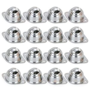 16 Pack 3/4 Inch Roller Ball Transfer Bearings, Transfer Bearing Unit Carbon Steel Roller Ball Bearing, Casters Bearing Rollers Universal Rotation Casters Screw Mounted for Transmission (3/4 Inch)-0