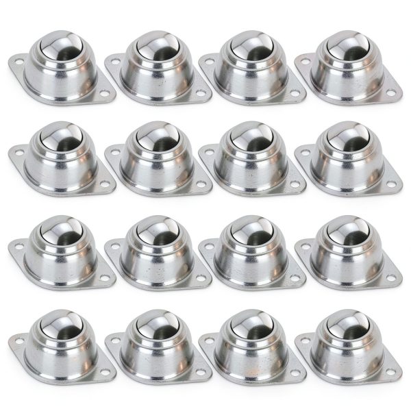 16 Pack 3/4 Inch Roller Ball Transfer Bearings, Transfer Bearing Unit Carbon Steel Roller Ball Bearing, Casters Bearing Rollers Universal Rotation Casters Screw Mounted for Transmission (3/4 Inch)-0