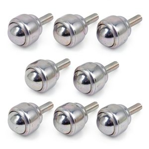 Roller Ball Transfer Bearing Casters - 1 Inch M8 Ball Transfer Unit for Transmission,Stud Mounted,Thread Stem,Carbon Steel,616 Lbs Total Load Capacity,Set of 8-0