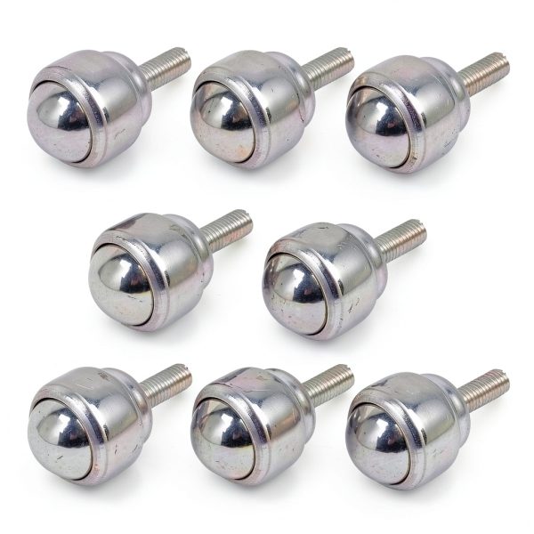 Roller Ball Transfer Bearing Casters - 1 Inch M8 Ball Transfer Unit for Transmission,Stud Mounted,Thread Stem,Carbon Steel,616 Lbs Total Load Capacity,Set of 8-0
