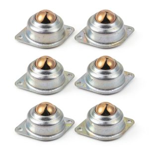 Skelang 6 Pcs 1” Rolling Ball Transfers, Universal Transfer Bearings of 400 Lbs Load Capacity, Two-Hole Flange Mounted Roller Bearings for Conveyor, Transmission, Furniture, Wheelchair-0