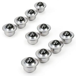 5/8" Ball Transfers Unit,10Pcs Metal Roller Ball Transfers,Load Capacity 55lbs,1" Dia Base, for Conveyor Roller Stand Transmission System-0