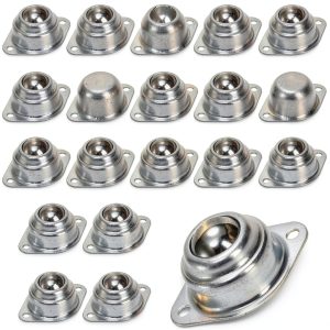 Yarlung 20 Pack 1 Inch Roller Ball Transfer Bearings, Carbon Steel Swivel Ball Casters Two-Hole Screw Mounted Ball Transfer Unit for Roller Stand, Conveyor, Transmission-0