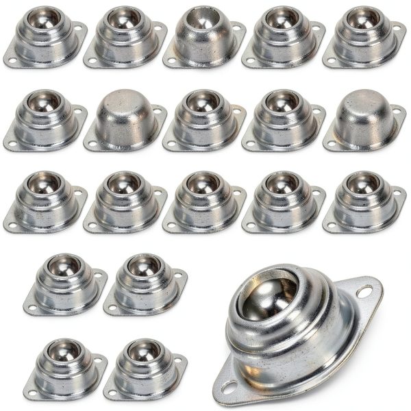 Yarlung 20 Pack 1 Inch Roller Ball Transfer Bearings, Carbon Steel Swivel Ball Casters Two-Hole Screw Mounted Ball Transfer Unit for Roller Stand, Conveyor, Transmission-0
