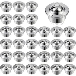 30 Pcs 5/8 Inch Roller Ball Transfer Bearings, Carbon Steel Round Ball Transfer Unit, Universal Rotation Roller Ball Casters for Conveyor, Roller Stand, Transmission (Cy-15h, 1.2 x 0.8 Inch)-0